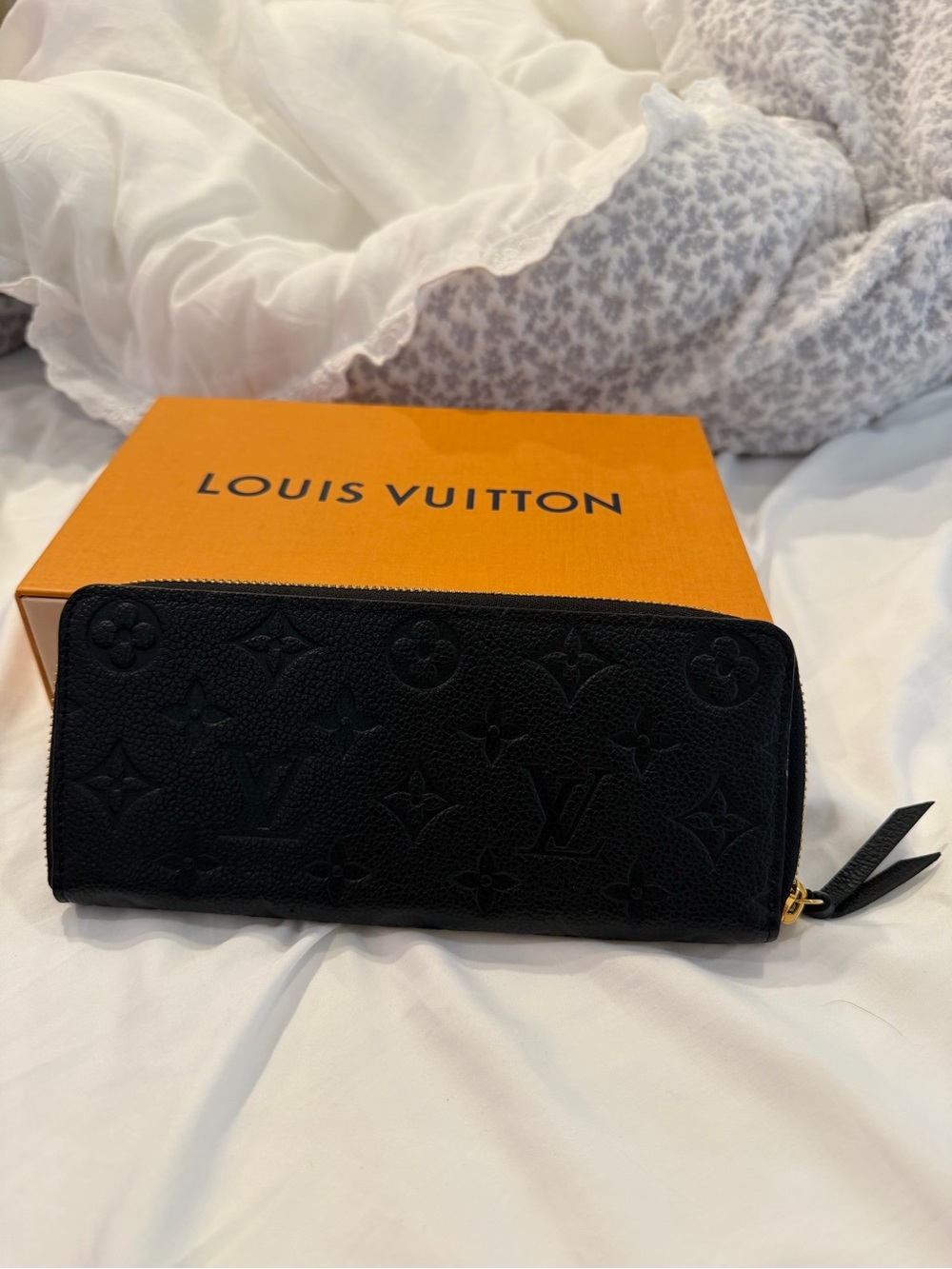 Louis Vuitton Black Monogram Empreinte Zip-Around Wallet with Gold Hardware - Picture 3 of 15